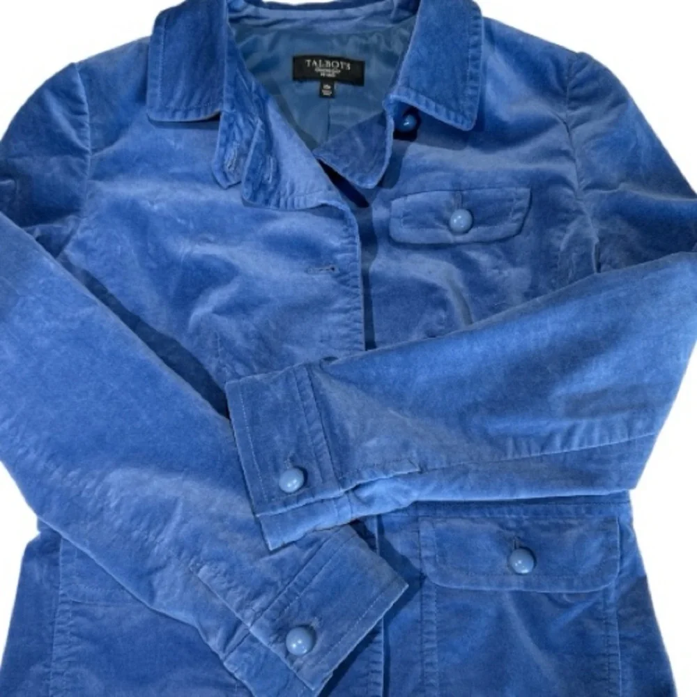 Talbots Button Up Blazer Jacket Mid Length Blue Size 10P - Picture 6 of 7